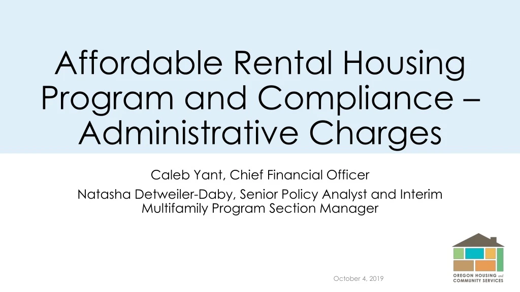 affordable rental housing program and compliance administrative charges