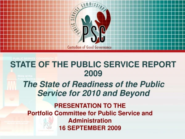 STATE OF THE PUBLIC SERVICE REPORT 2009