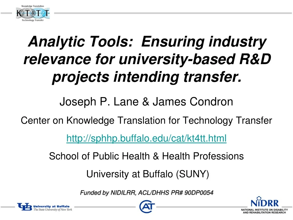 analytic tools ensuring industry r elevance for university based r d projects intending transfer