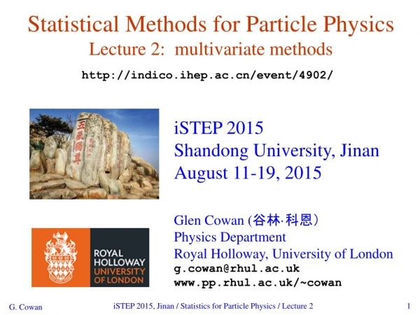Statistical Methods for Particle Physics Lecture 2 : multivariate methods