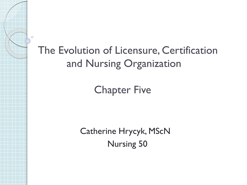 the evolution of licensure certification and nursing organization chapter five