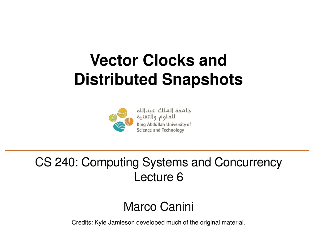 vector clocks and distributed snapshots
