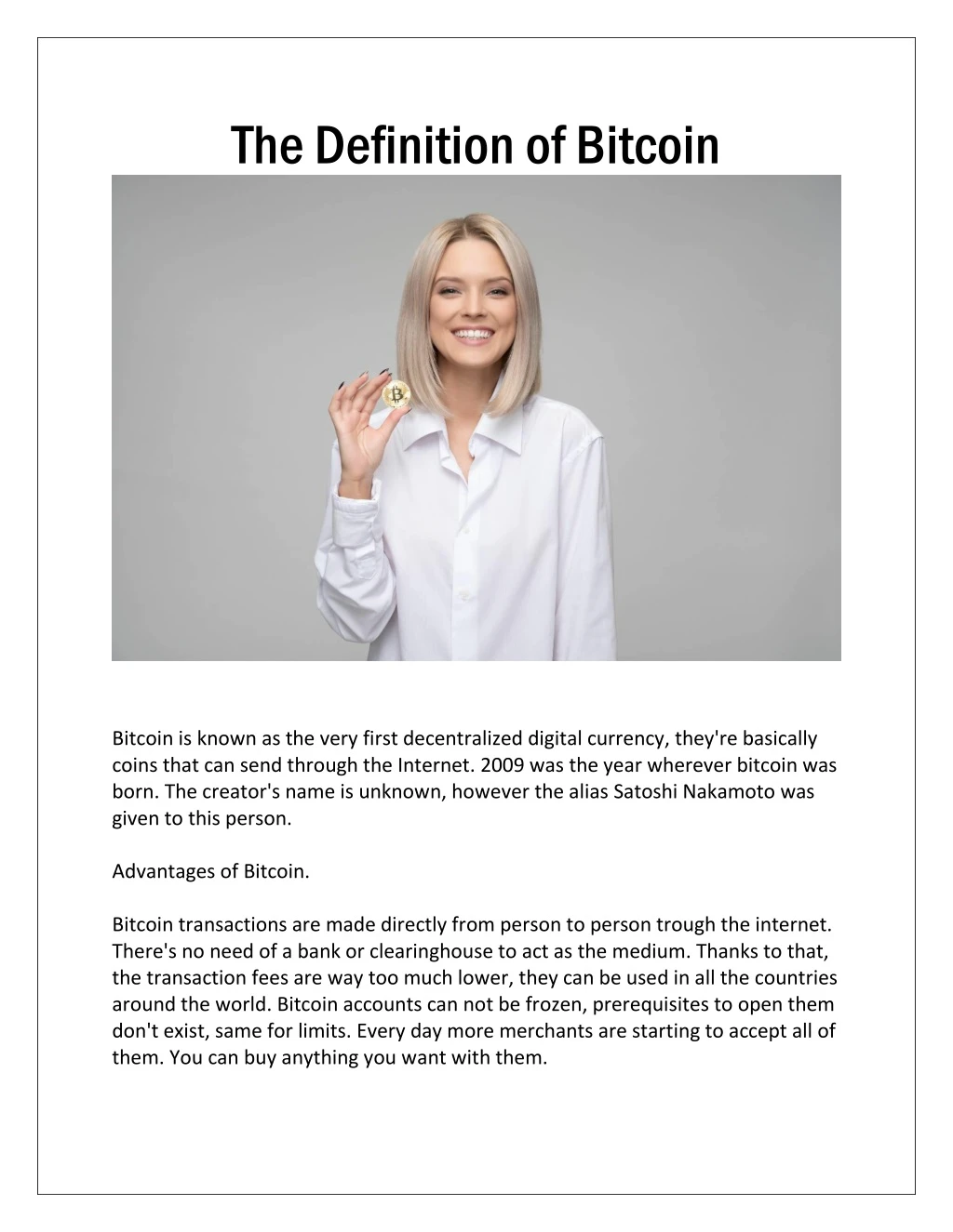 the definition of bitcoin