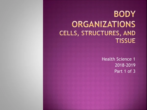 Body Organizations Cells, structures, and tissuE