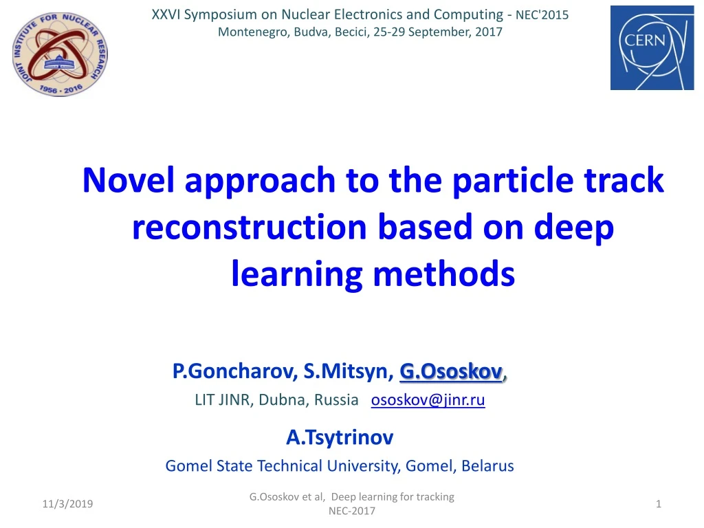 novel approach to the particle track reconstruction based on deep learning methods