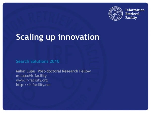Scaling up innovation