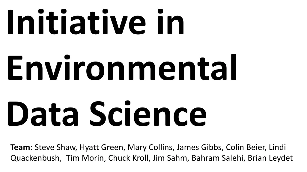 initiative in environmental data science