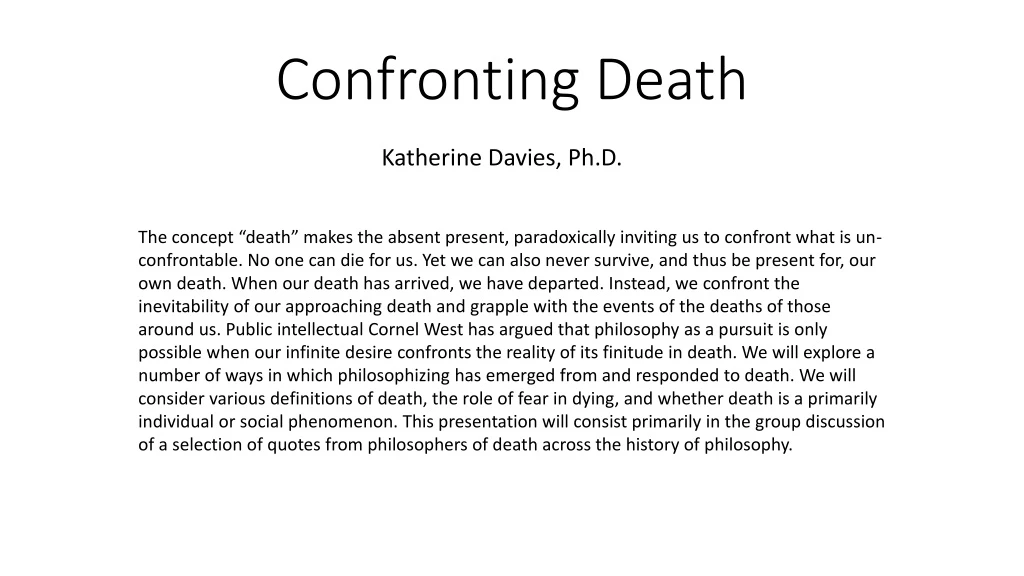 confronting death