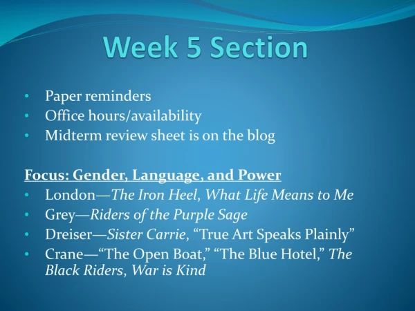 Week 5 Section