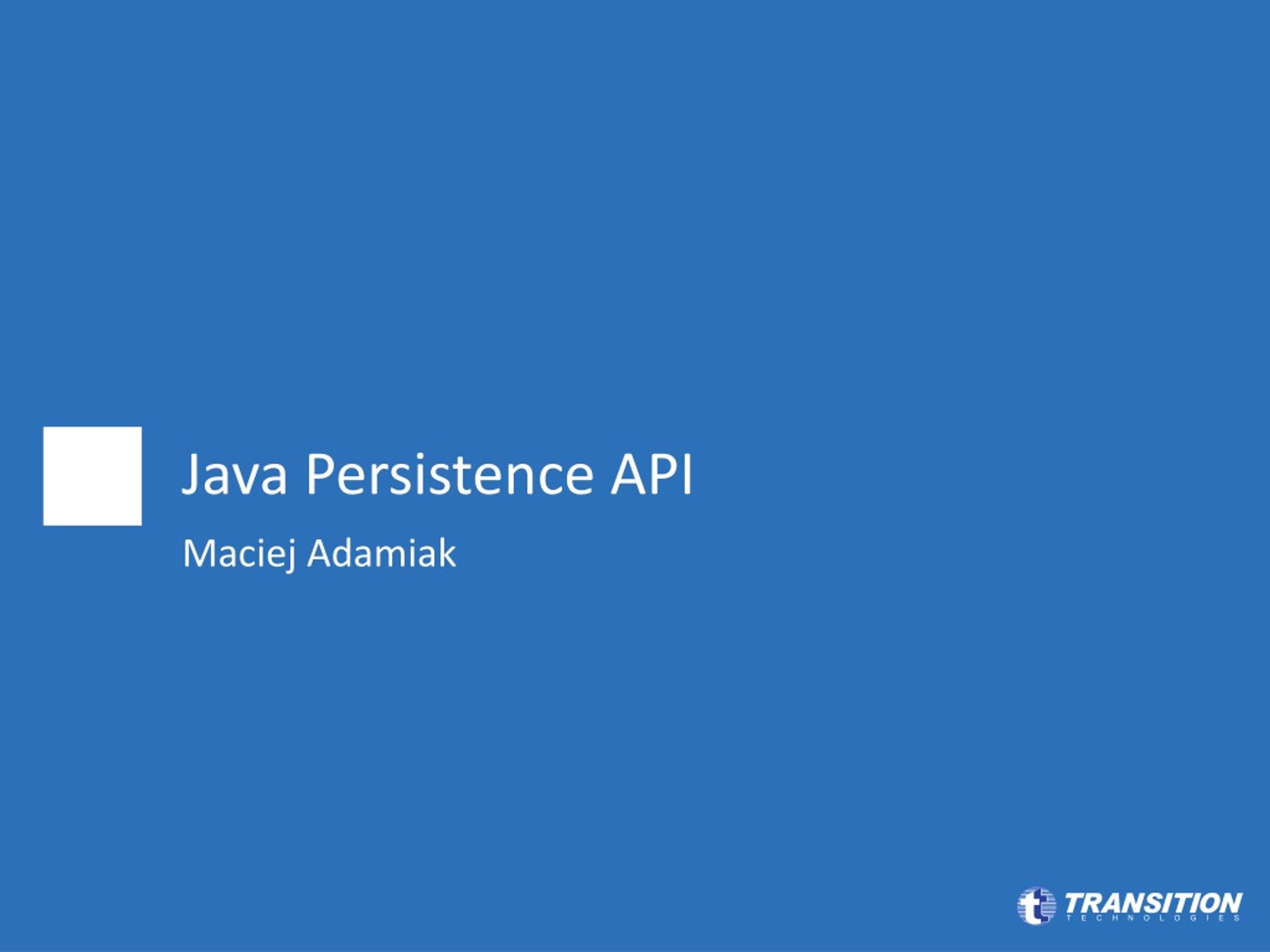JPA in Enterprise Applications: Building Domain Models and Entity Operations - slide 1