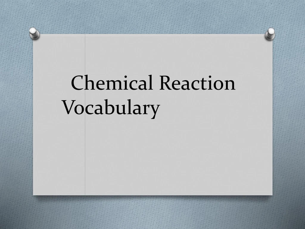 chemical reaction vocabulary