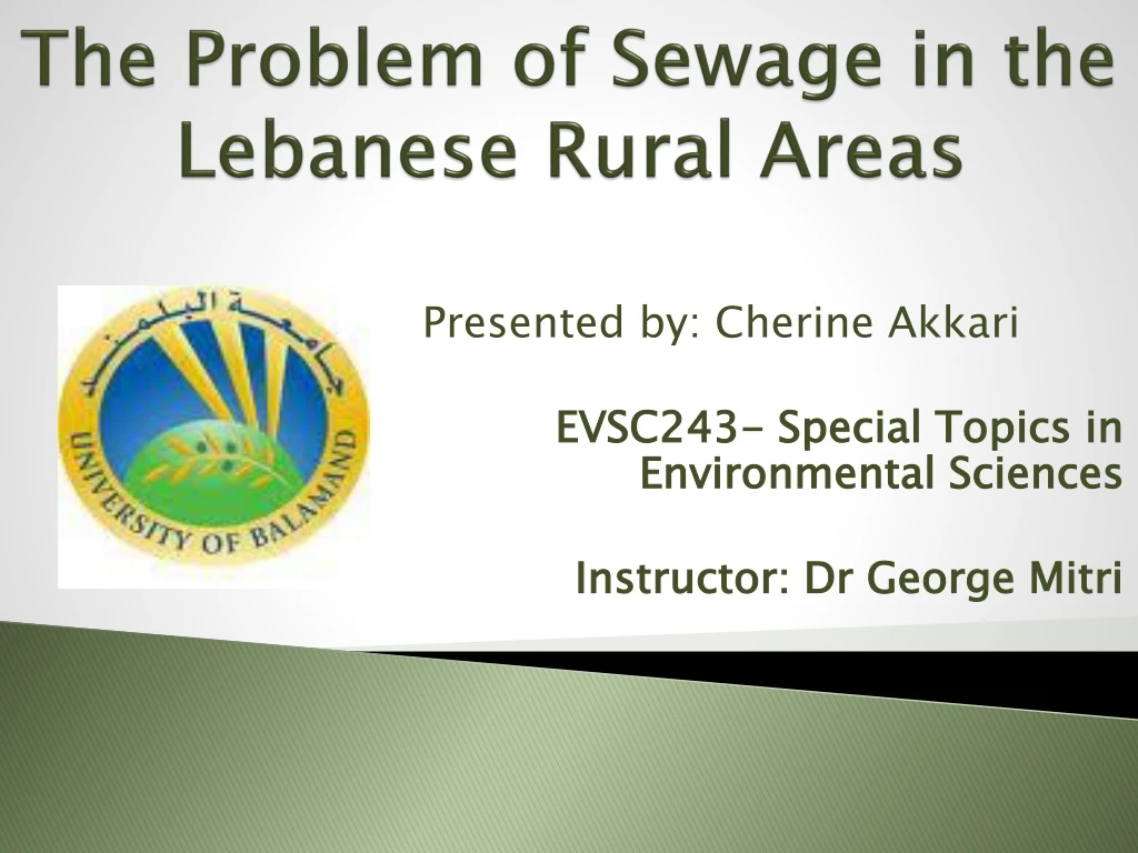 the problem of sewage in the lebanese rural areas