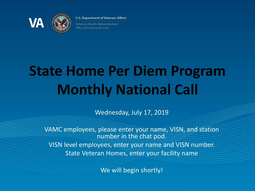 state home per diem program monthly national call