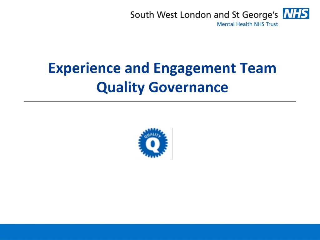 experience and engagement team quality governance