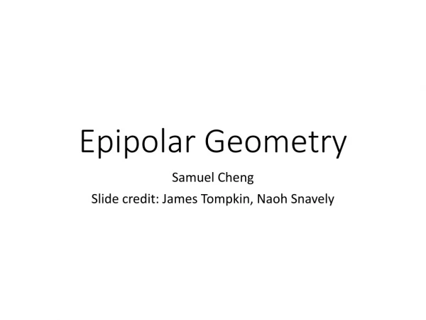 Epipolar Geometry