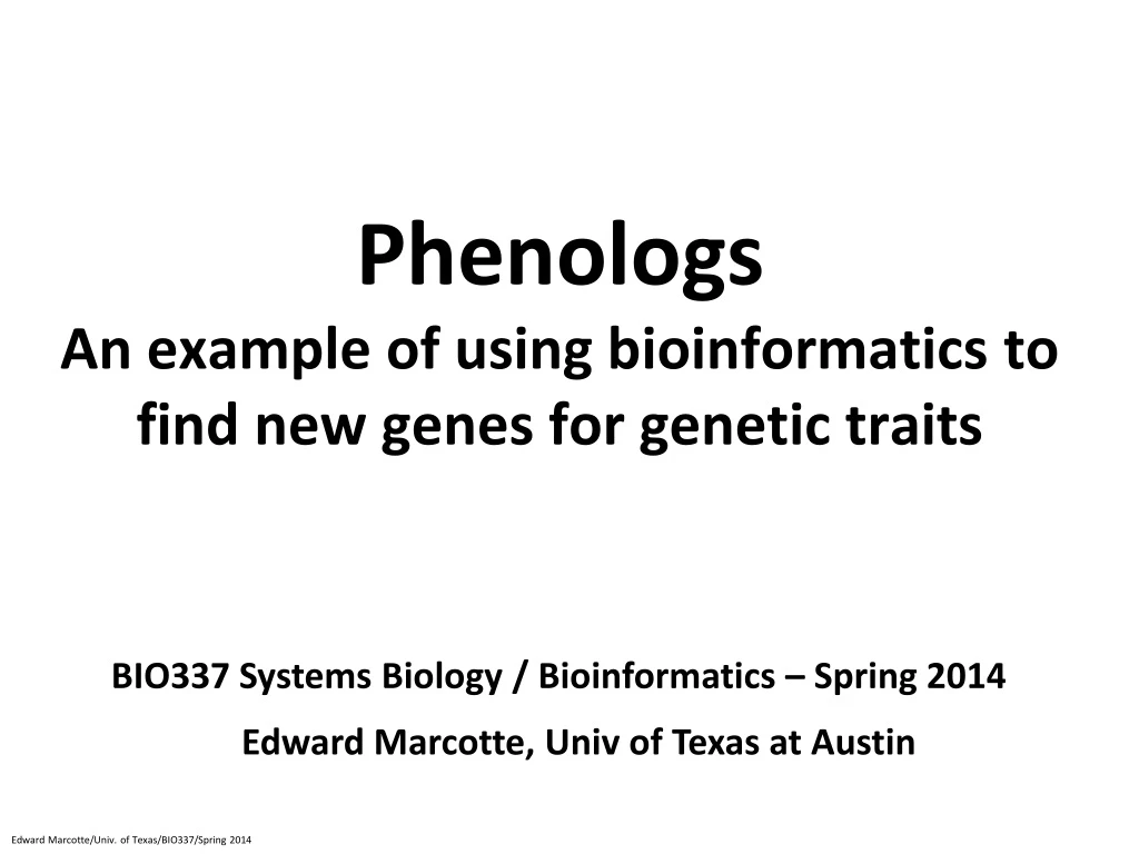 phenologs an example of using bioinformatics