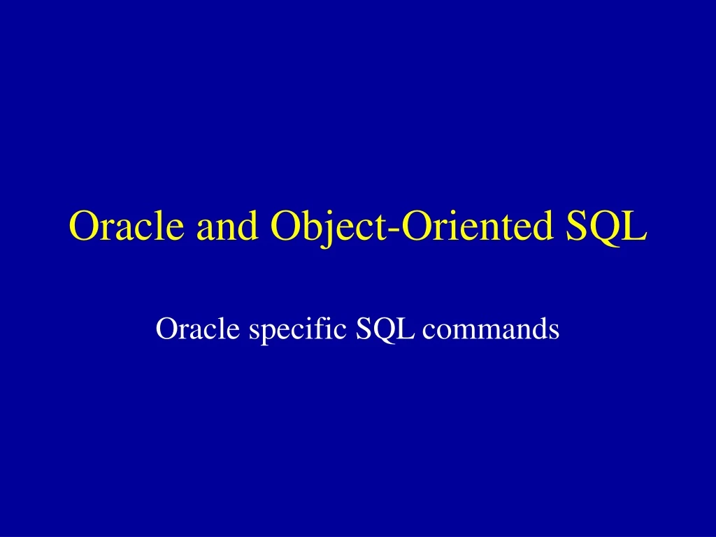 oracle and object oriented sql