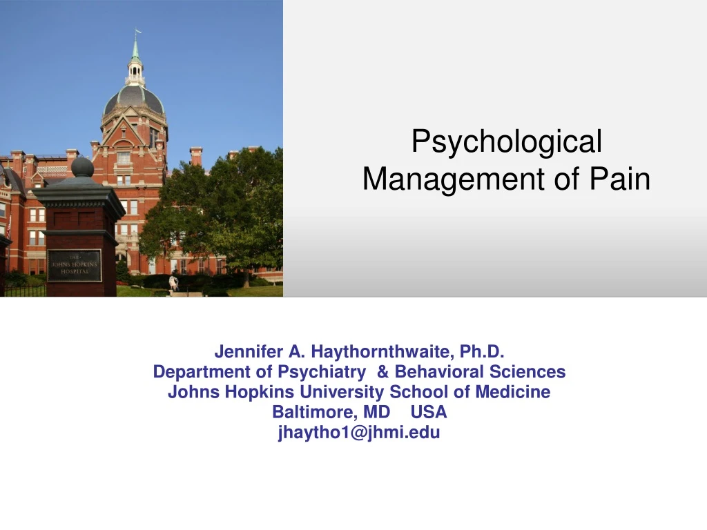 psychological m anagement of pain