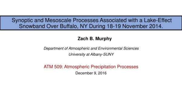Department of Atmospheric and Environmental Sciences University at Albany-SUNY