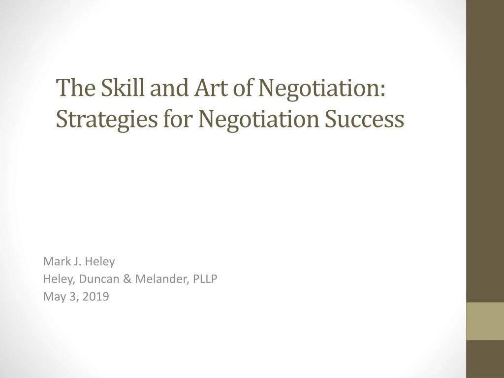 the skill and art of negotiation strategies for negotiation success