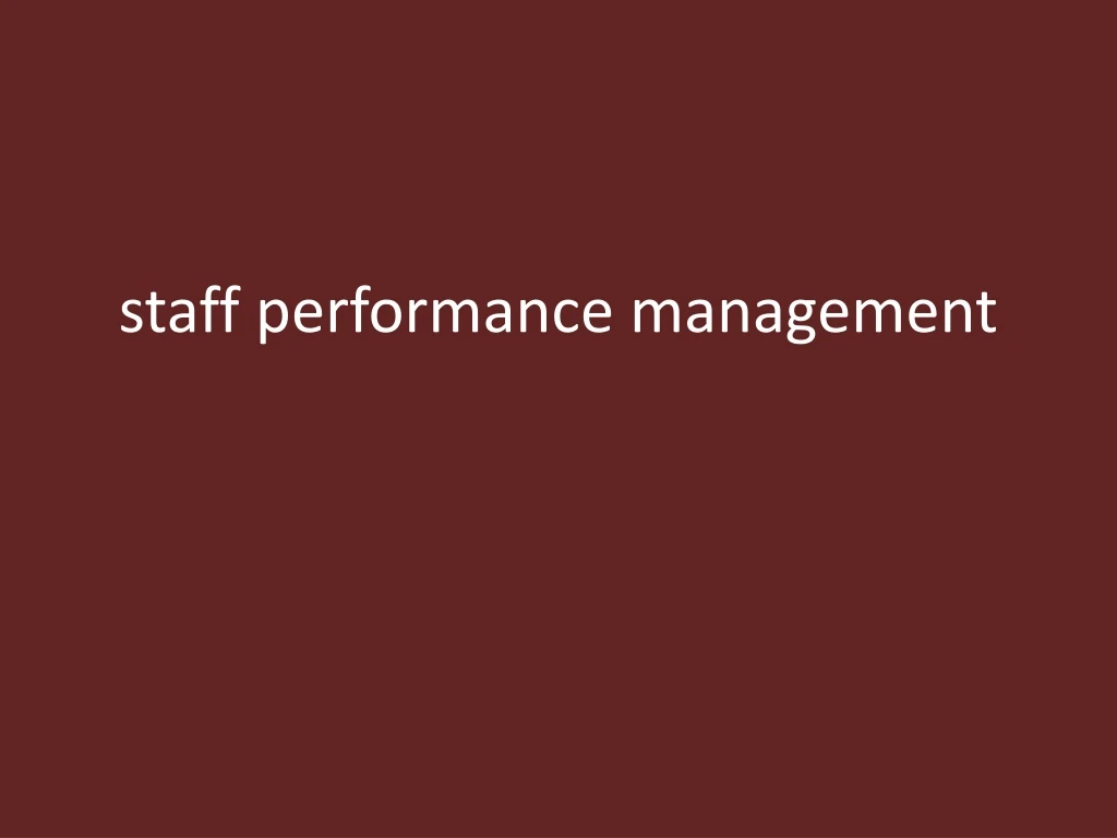 staff performance management