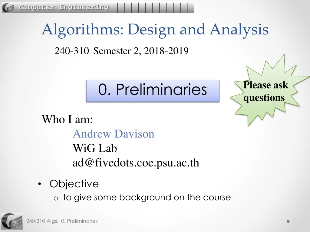 algorithms design and analysis