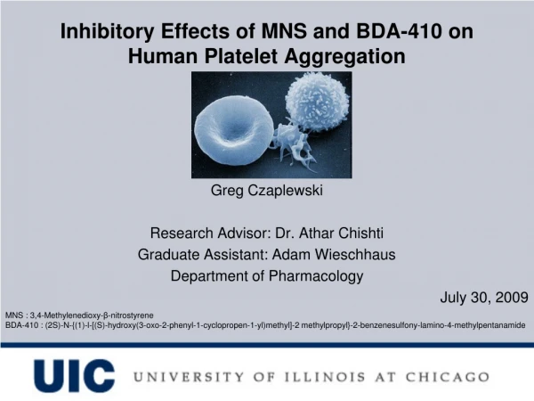 Inhibitory Effects of MNS and BDA-410 on Human Platelet Aggregation