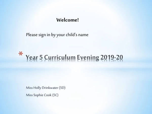 Year 5 Curriculum Evening 2019-20