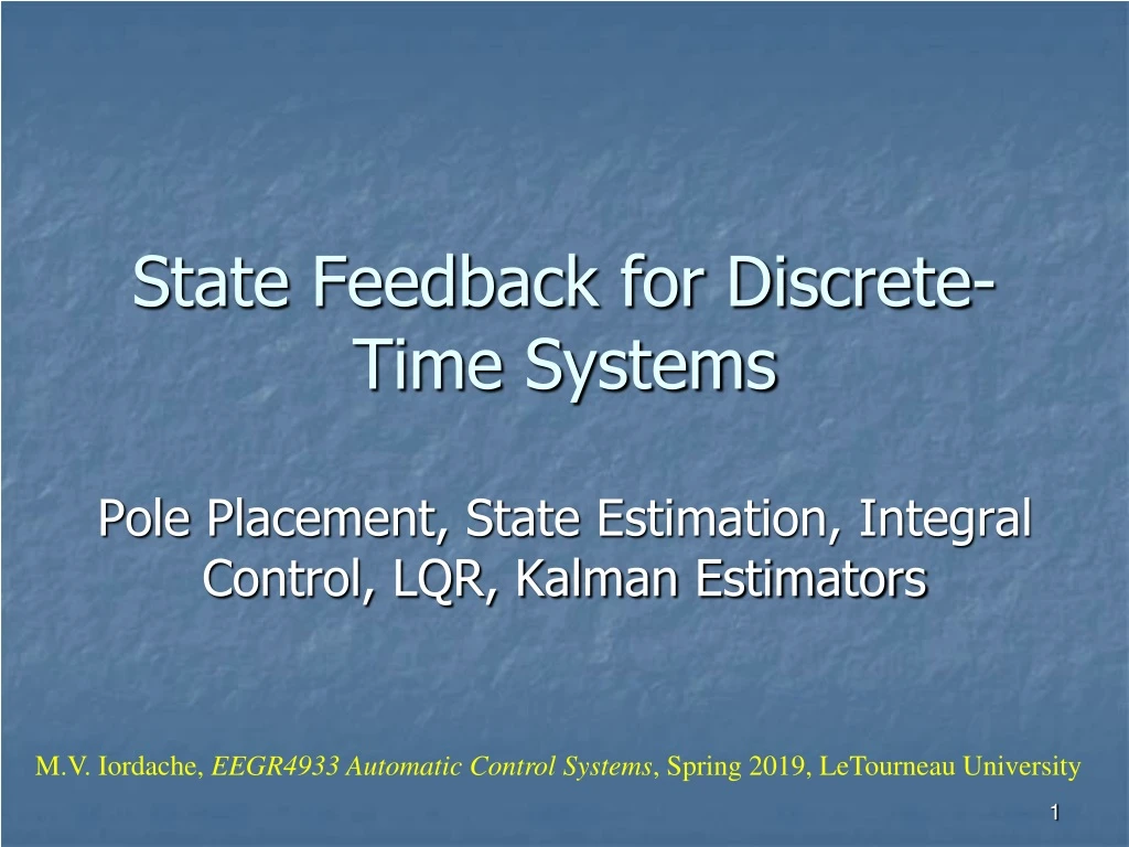 state feedback for discrete time systems