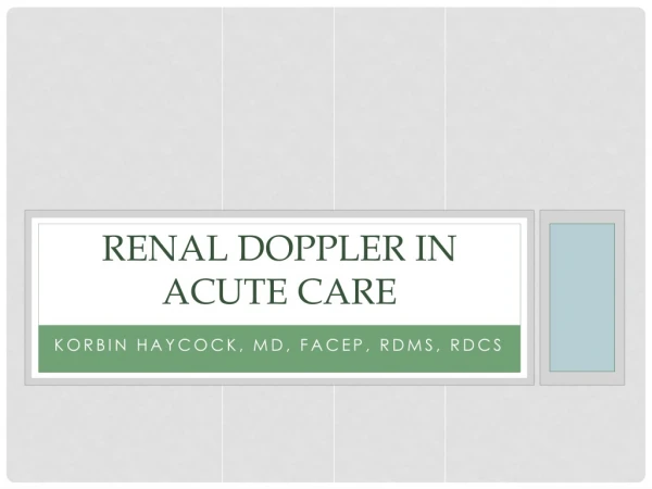 Renal Doppler in Acute Care