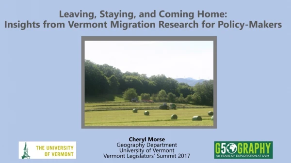 Leaving, Staying, and Coming Home: Insights from Vermont Migration Research for Policy-Makers