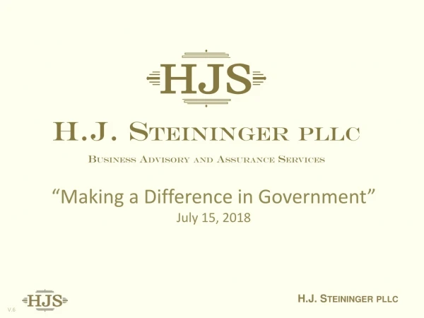 “Making a Difference in Government” July 15, 2018