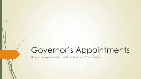 Governor’s Appointments