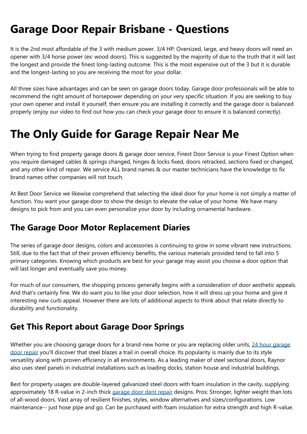 garage door repair brisbane questions