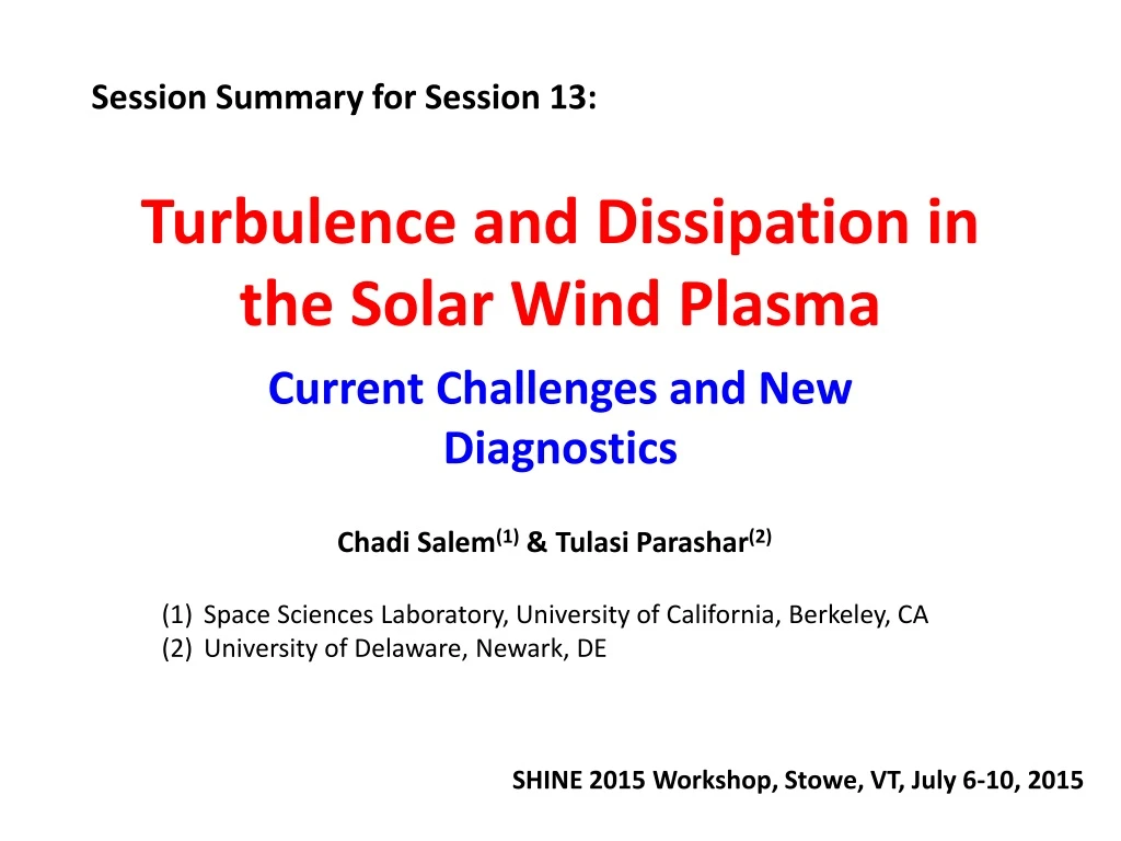turbulence and dissipation in the solar wind plasma