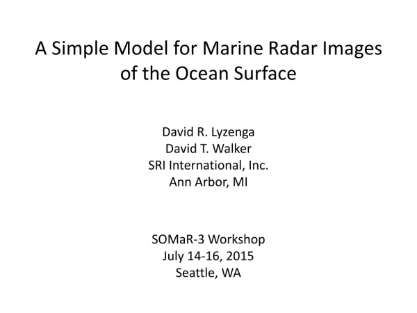 A Simple Model for Marine Radar Images of the Ocean Surface