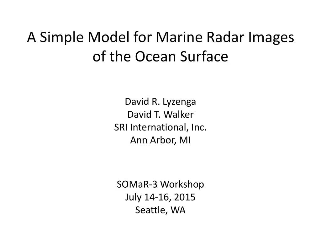a simple model for marine radar images of the ocean surface