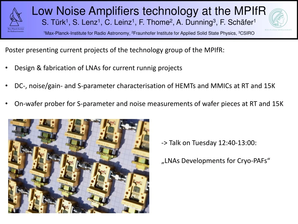 low noise amplifiers technology at the mpifr
