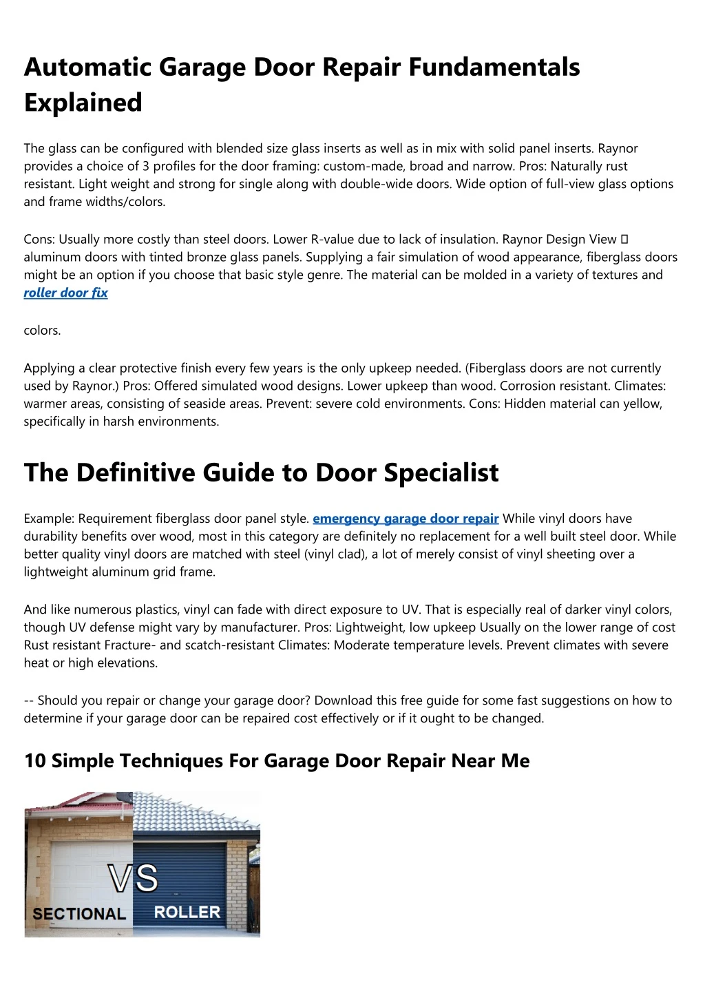 automatic garage door repair fundamentals