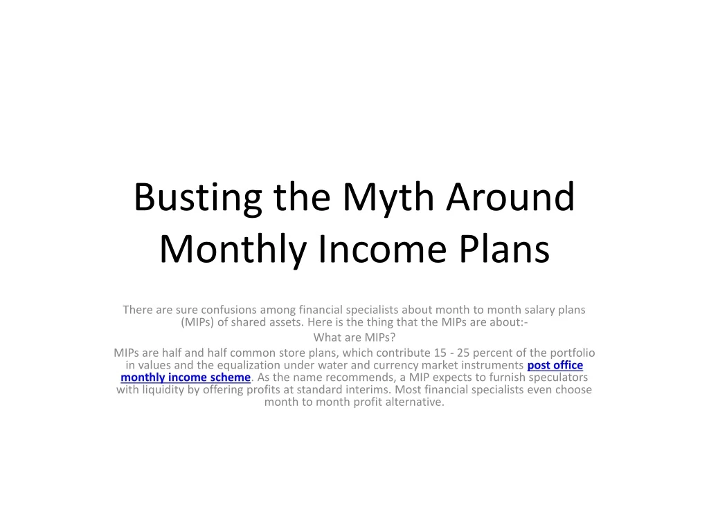 busting the myth around monthly income plans