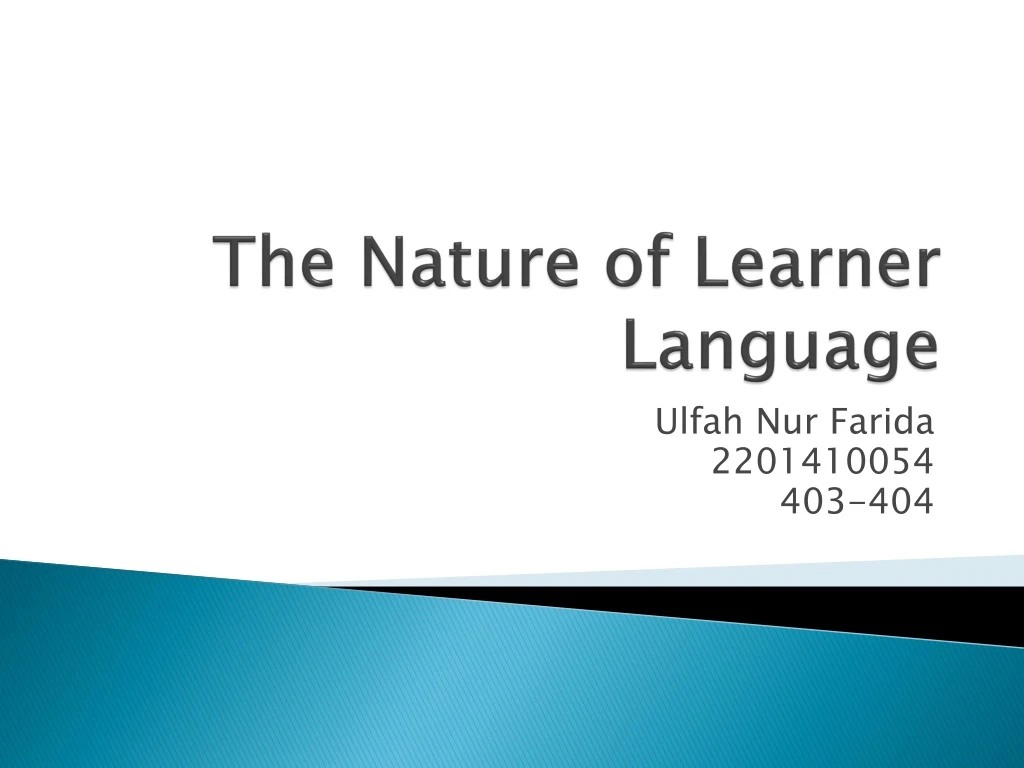 the nature of learner language