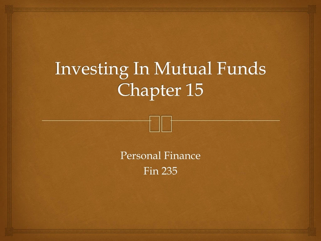 investing in mutual funds chapter 15