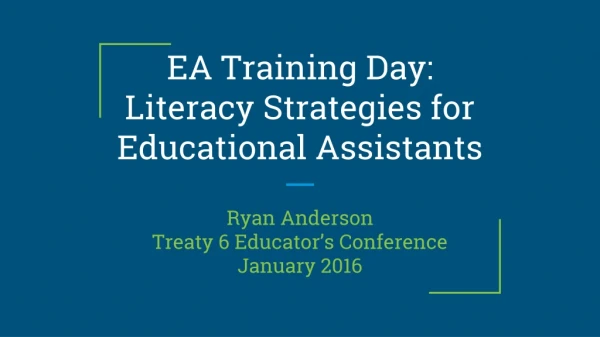 EA Training Day: Literacy Strategies for Educational Assistants