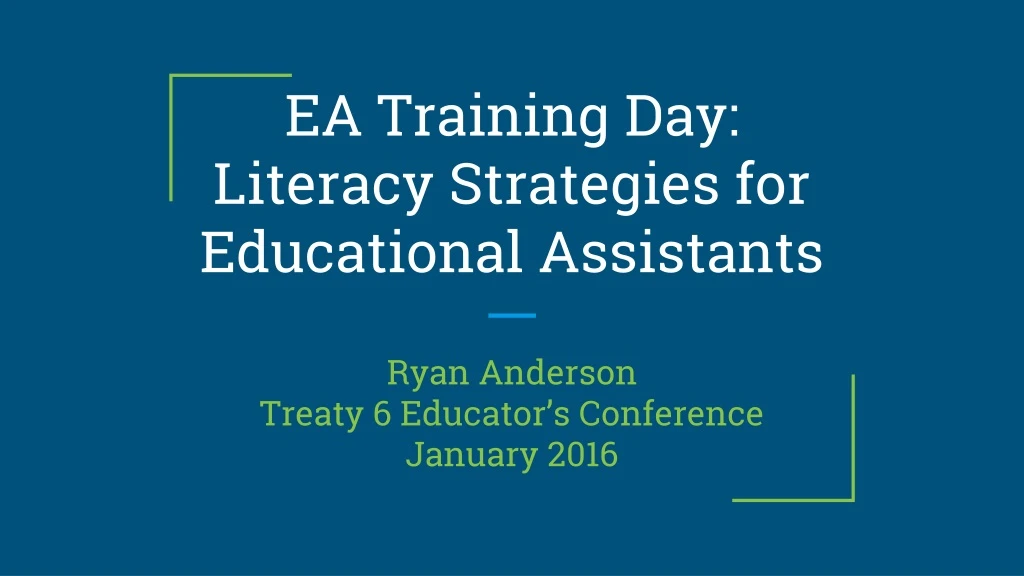ea training day literacy strategies for educational assistants
