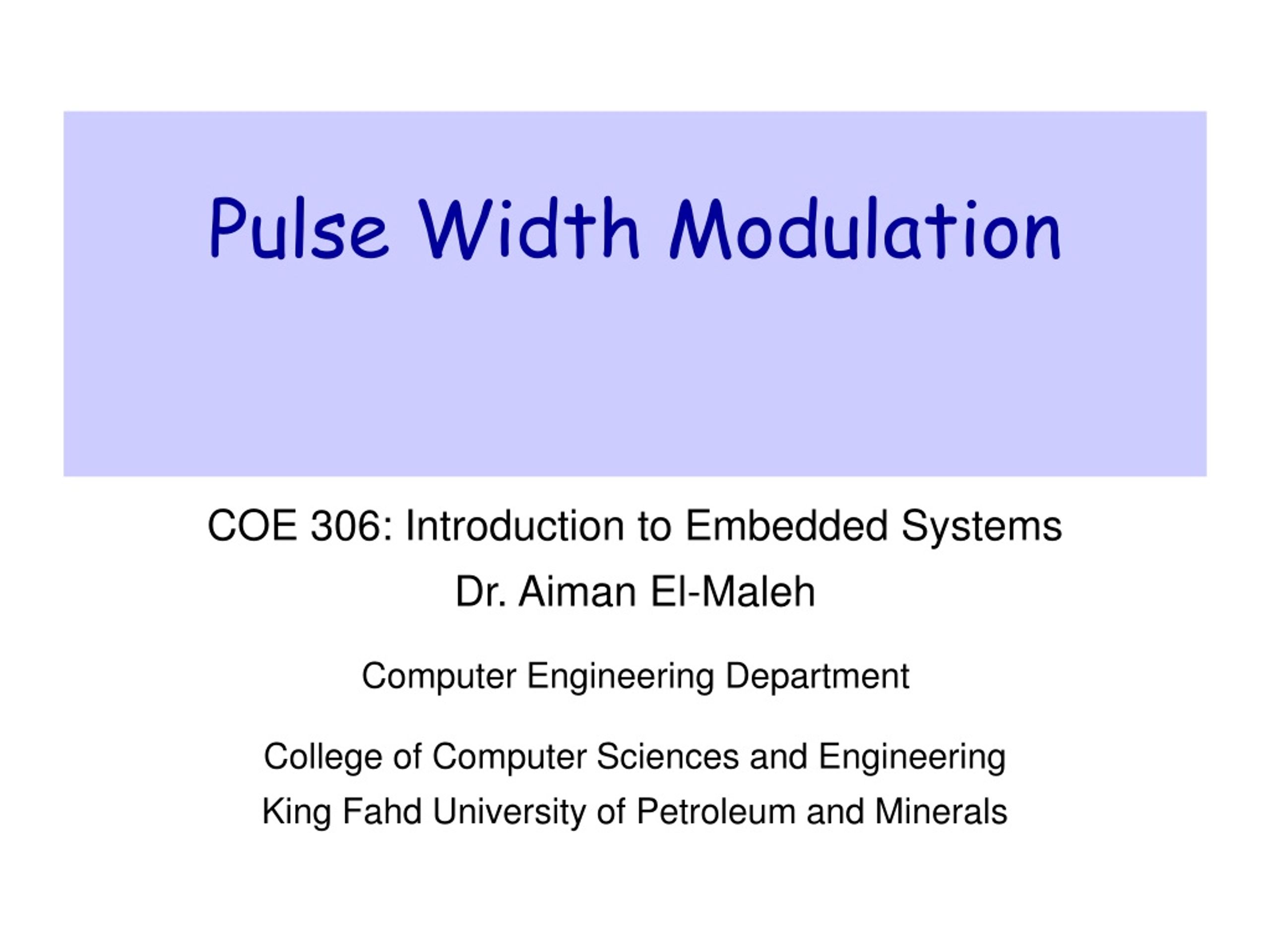 Pulse Width Modulation - slide 1