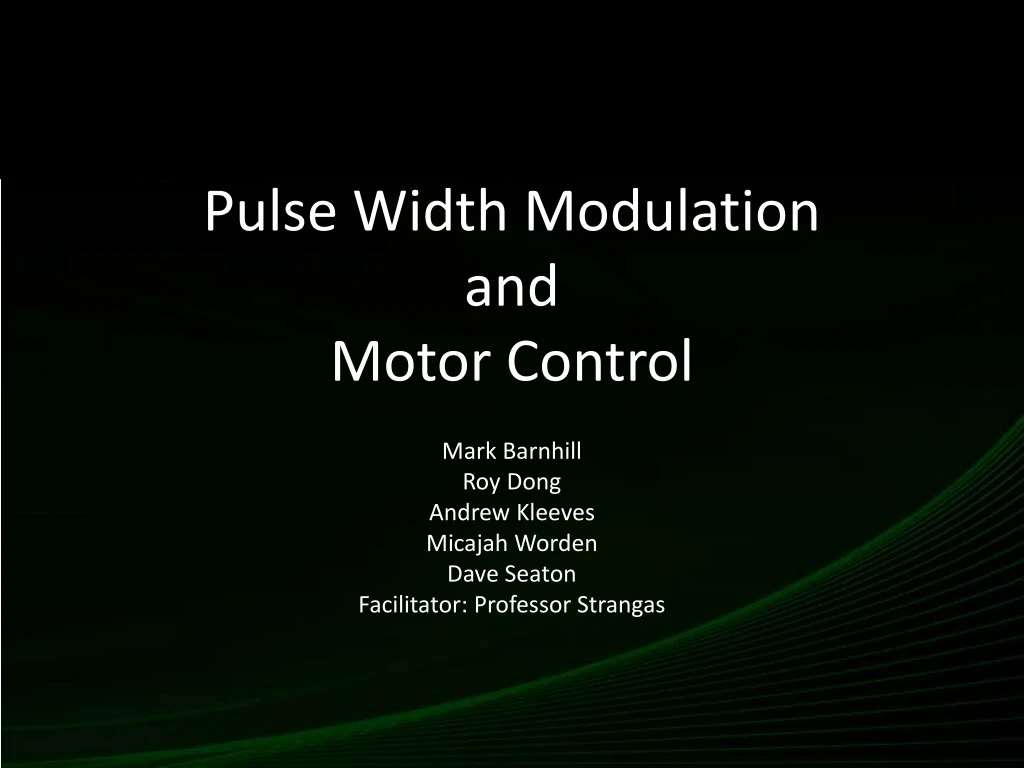pulse width modulation and motor control