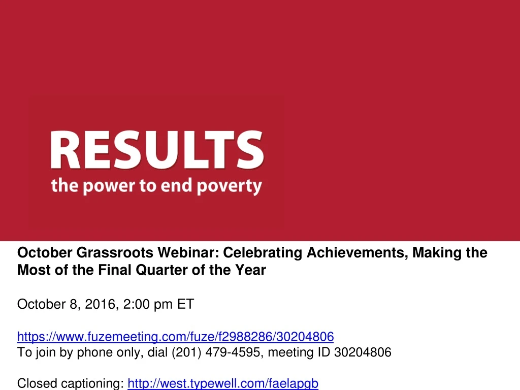 october grassroots webinar celebrating