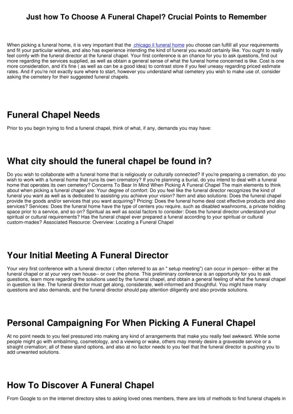 Exactly how To Select A Funeral Home? Important Things to bear in mind