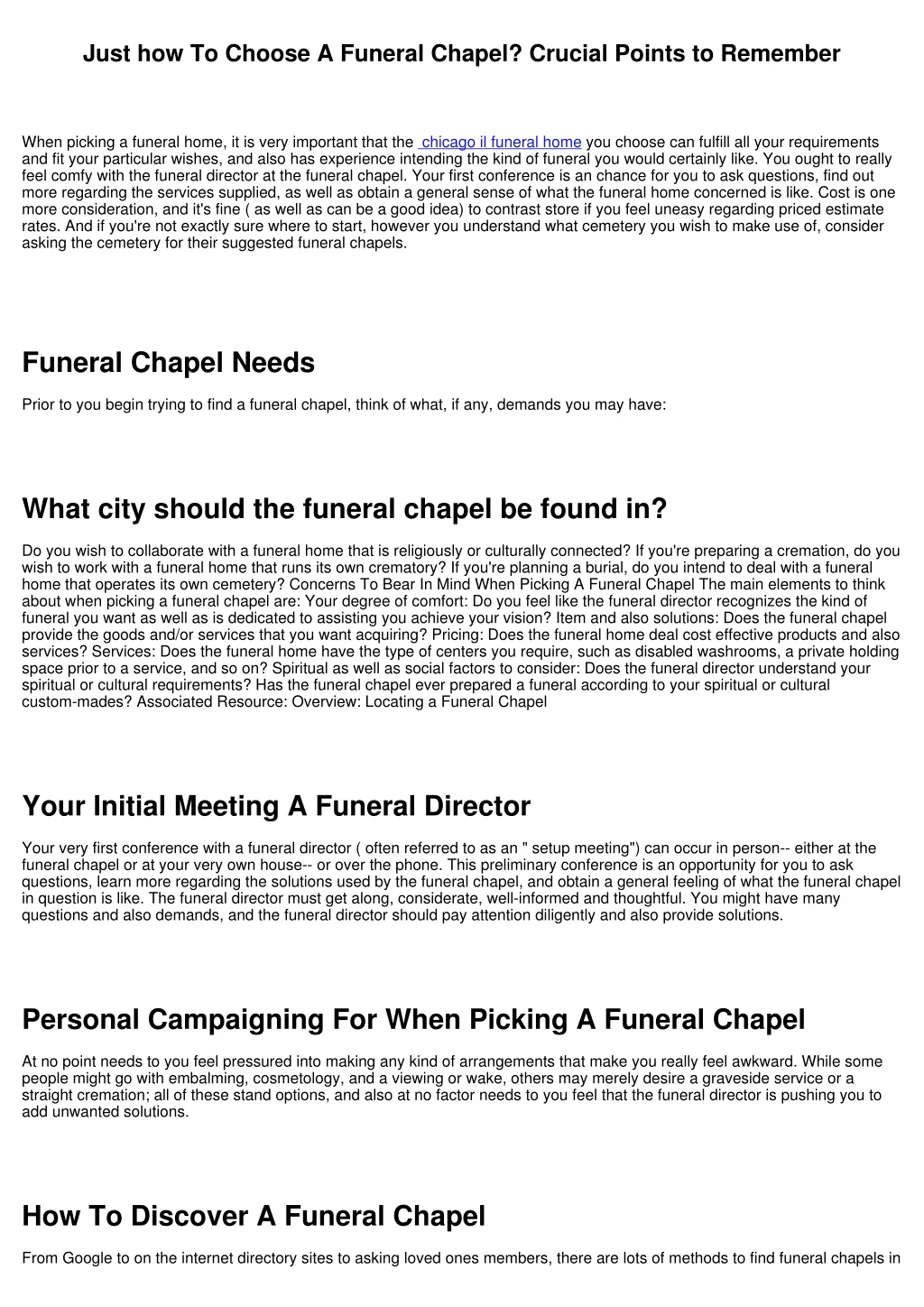just how to choose a funeral chapel crucial