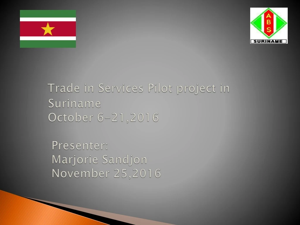 t trade in services pilot project in suriname